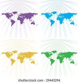 world map background with sunburst effect