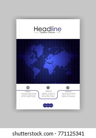 World map banner cover design. Book cover. Journal, conference, annual report design. Vector.