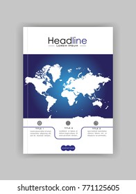 World map banner cover design. Book cover. Journal, conference, annual report design. Vector.