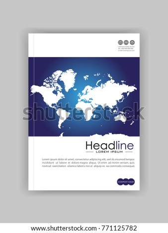 World map banner cover design. Book cover. Journal, conference, annual report design. Vector.