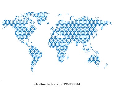 World map with beautiful floral pattern