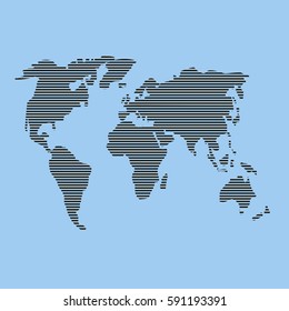 World Map. Beautiful image, icon, the original. Black lines on a blue background. Flat illustration Earth. Vector for website, design, Vector template for website 