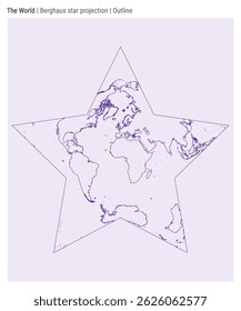 World Map. Berghaus star projection. Outline style. High Detail World map for infographics, education, reports, presentations. Vector illustration.
