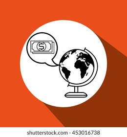 world map with bill isolated icon design, vector illustration  graphic 