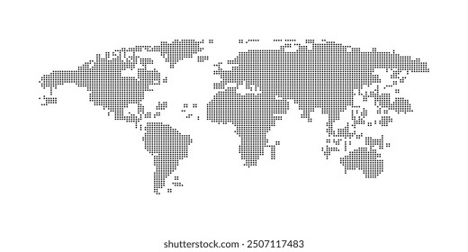 Weltkarte mit schwarzen Kreisen auf weißem Hintergrund