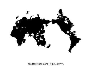 World Map in Black Color Vector Illustration