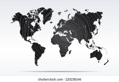 World map black graphic, vector.