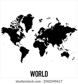 World Map - black World Map International vector template with High detailed isolated on white background - Vector