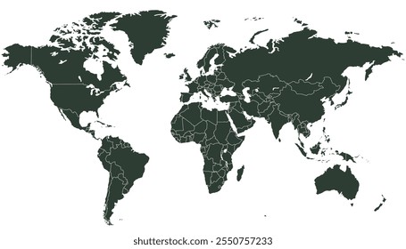Mapa do mundo. Vetor moderno preto.