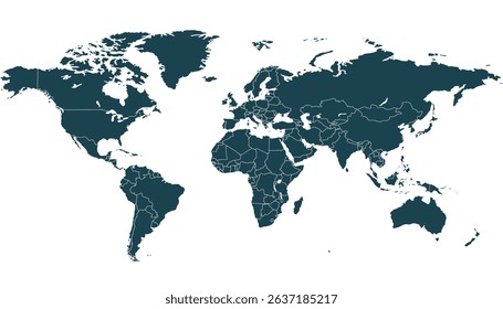 World map. Black modern vector map. Silhouette.