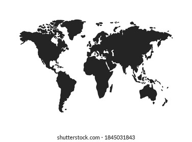 World map black. Planet earth. Vector illustration.