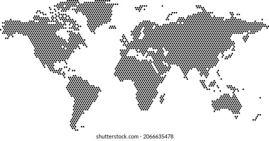 World map black polygon white background isolated