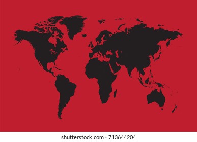 World map black with red background 