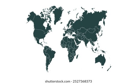 World map. Black map. Silhouette 