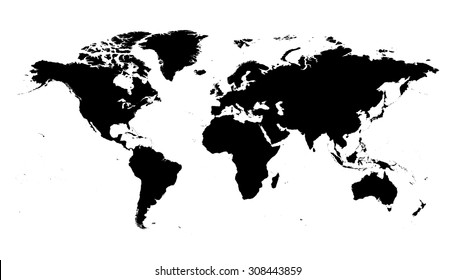 World map black silhouette map