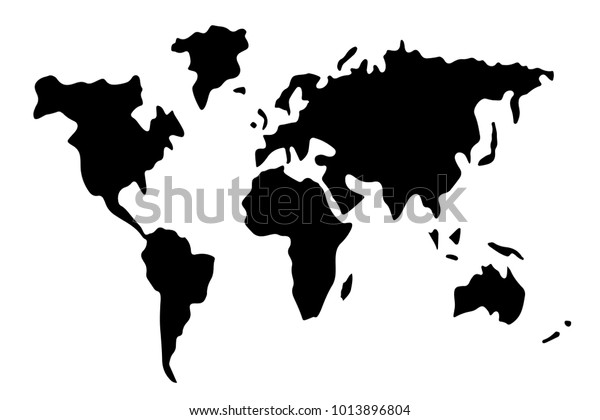 World Map Black Silhouette Flat Sketch Stock Vector (Royalty Free ...