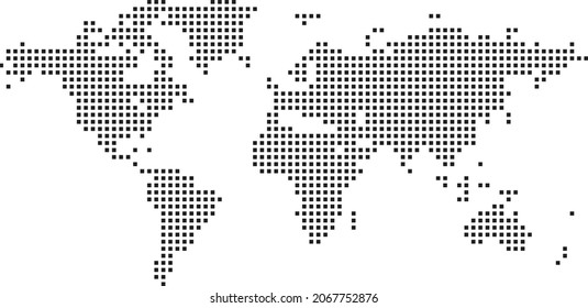 World map black squares white background isolated