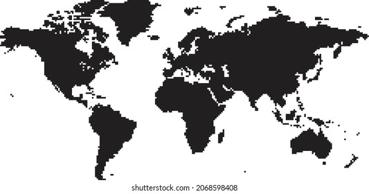 World map black squares white background isolated