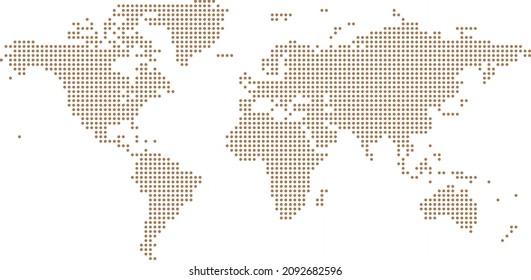 World map black squares white background isolated