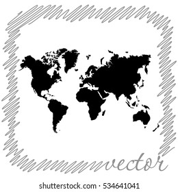 World map  black vector  icon