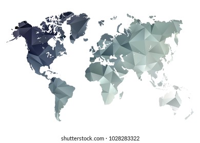 World map black vector illustration in polygonal style on white background. Vector illustration eps 10.