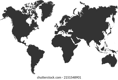World map in black. Vector illustration.