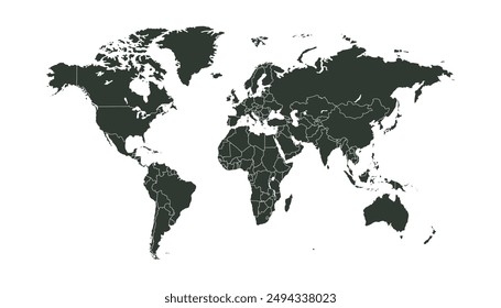 Mapa del mundo. Mapa de Vector negro. Mapa de silueta