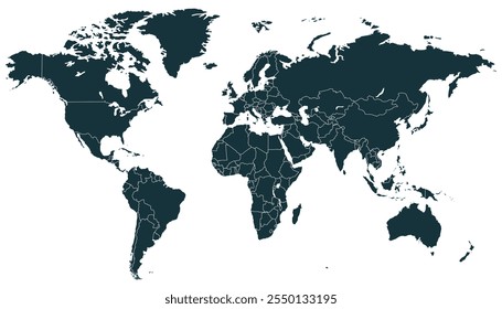 World map. Black vector map. Silhouette map.