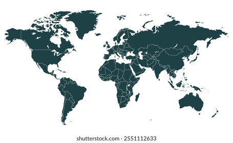 World map. Black vector map. Silhouette.
