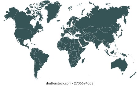 Mapa mundial. Mapa del Vector negro. Silueta.