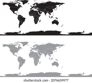 World map in Black and White