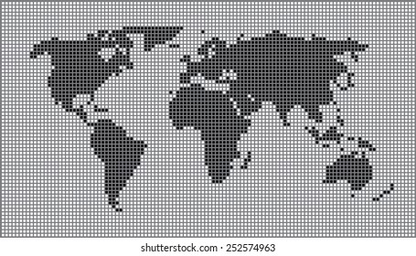 World map black white gray dots EPS 10