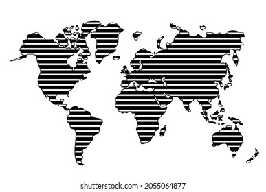 world map with black and white lines