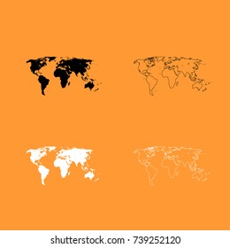 World map black and white set icon .