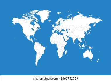 World map blue con bordes de fondo vectorial