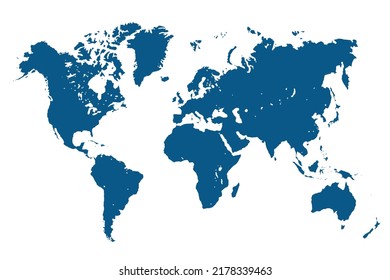 World Map blue Color on White Backgound