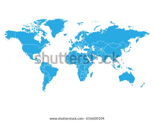 World Map Blue Color On White Education Signssymbols