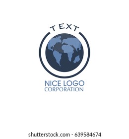 World Map. Blue Globe icon. Vector illustration. Logo.