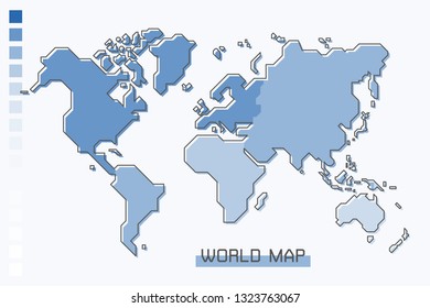 World map blue gradient color with modern simple cartoon line design .