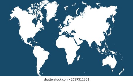 World map. Blue modern map. Silhouette map.	