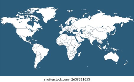 World map. Blue modern map. Silhouette map.	