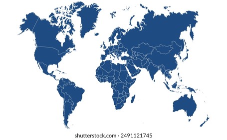 World map. Blue modern vector map. Silhouette