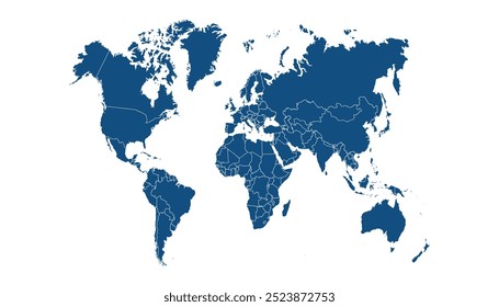 World map. Blue modern vector map. Silhouette map