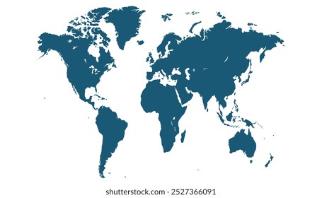 World map. Blue modern vector map. Silhouette map