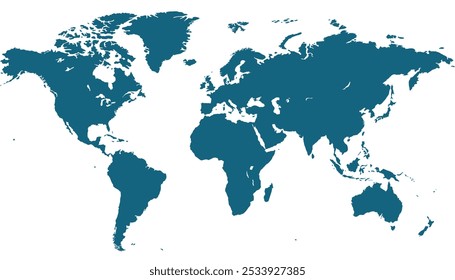 World map. Blue modern vector map. Silhouette map.
