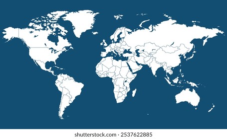 Mapa do mundo. Vetor moderno azul.