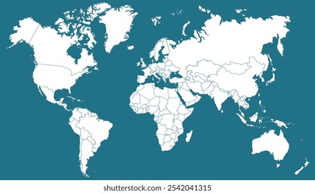 World map. Blue modern vector.