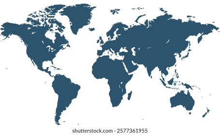 World map. Blue modern vector map. Silhouette map.