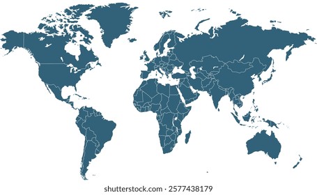 World map. Blue modern vector map. Silhouette.