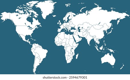 World map. Blue modern vector map. Silhouette.